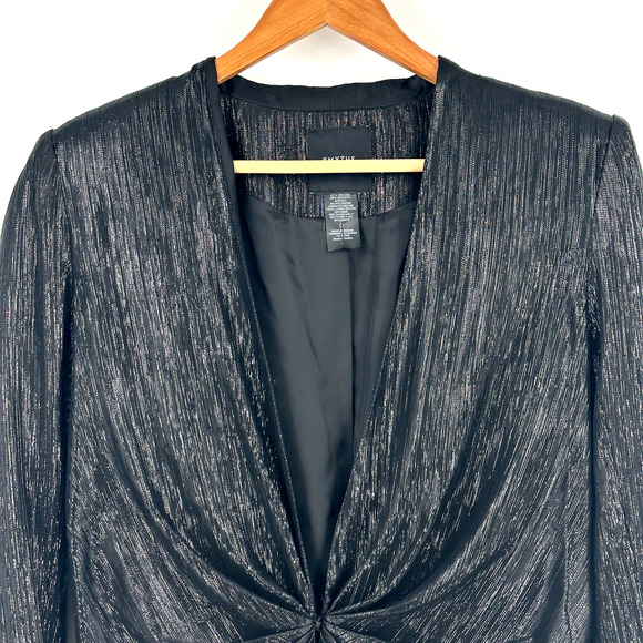 Smythe Womens Ruched Sparkle Metallic Disco Blazer Top Small Glam Event Party - Picture 2 of 8